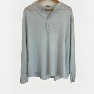 COOFANDY Men’s 4XL Light‎ Blue Cotton Hemp Henley Shirt Lightweight Summer
